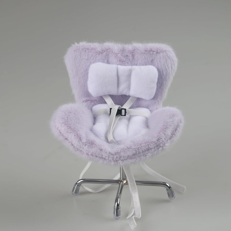 Walant Doll Car Seat Compatible with Labubu, Chair for 10-17cm Dolls - Adjustable Safety Strap, Air Vent Clip & Desktop Stand, Soft Cushion, Cute Car Ornament Gift for Collectors & Fans (Purple) - Image 4